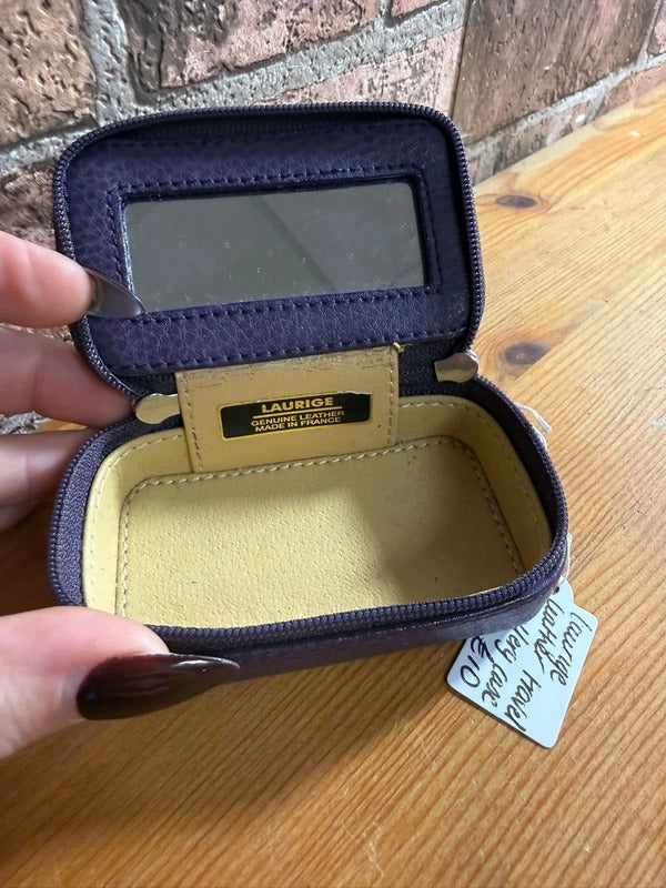 Laurige Purple Leather Travel Jewellery Case