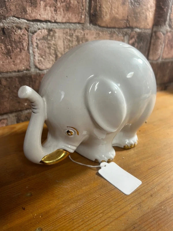 Ceramic White and Gold Elephant