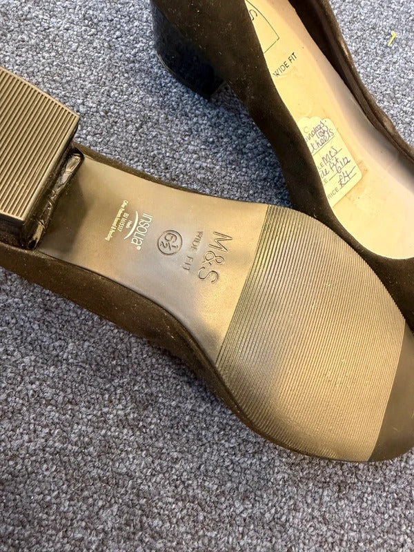 M&S Wide Fit Black Heels - Size 6.5 UK