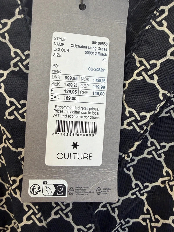 Culture CuChaina Long Navy/Cream Dress - Size XL