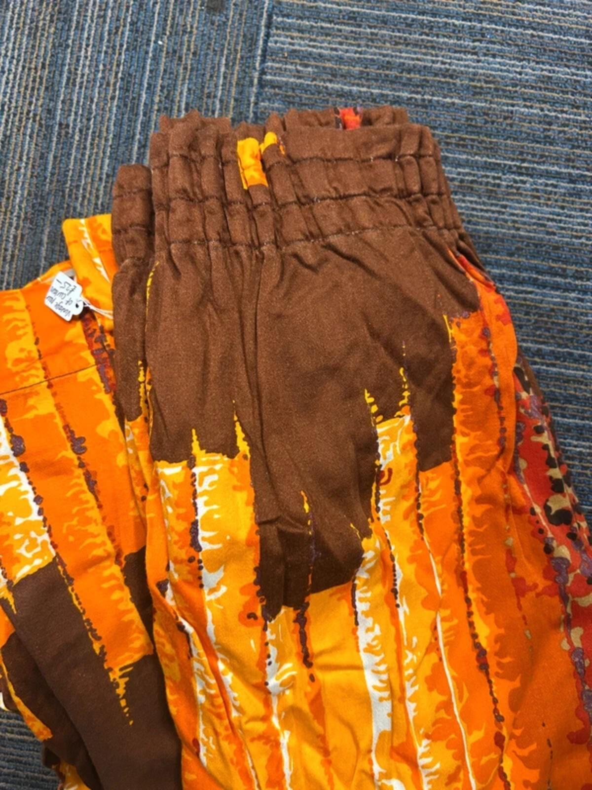 Vintage 1960's Pair of Brown/Orange Curtains