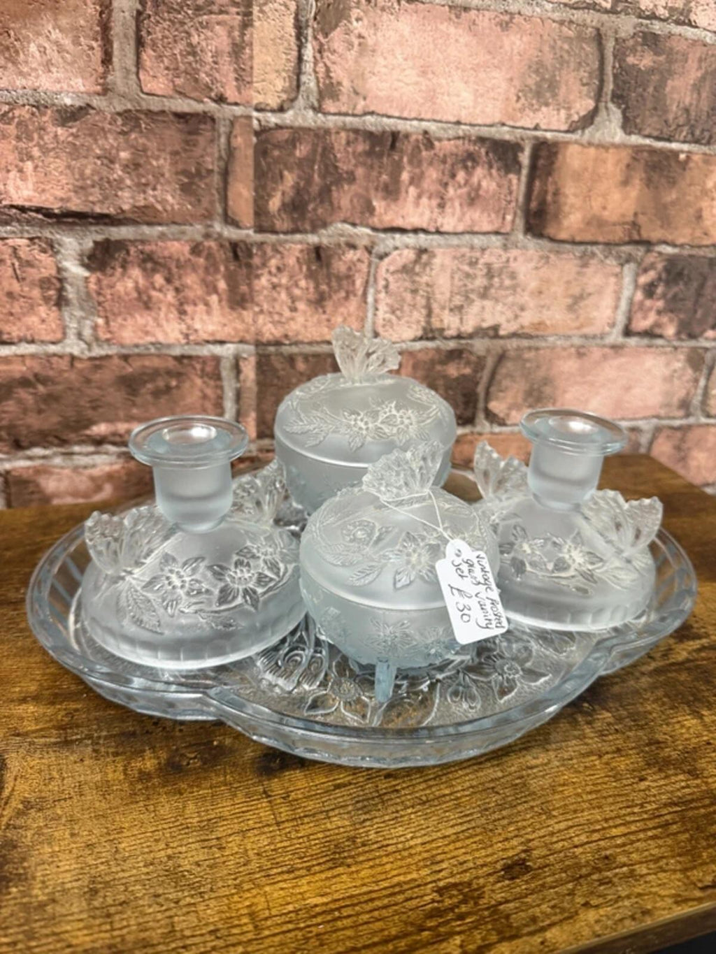 Vintage Frosted Glass Vanity Set