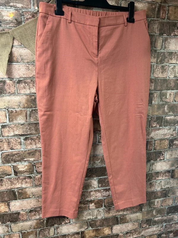 Next Tailoring Salmon Stretchy Trousers - Size 16R