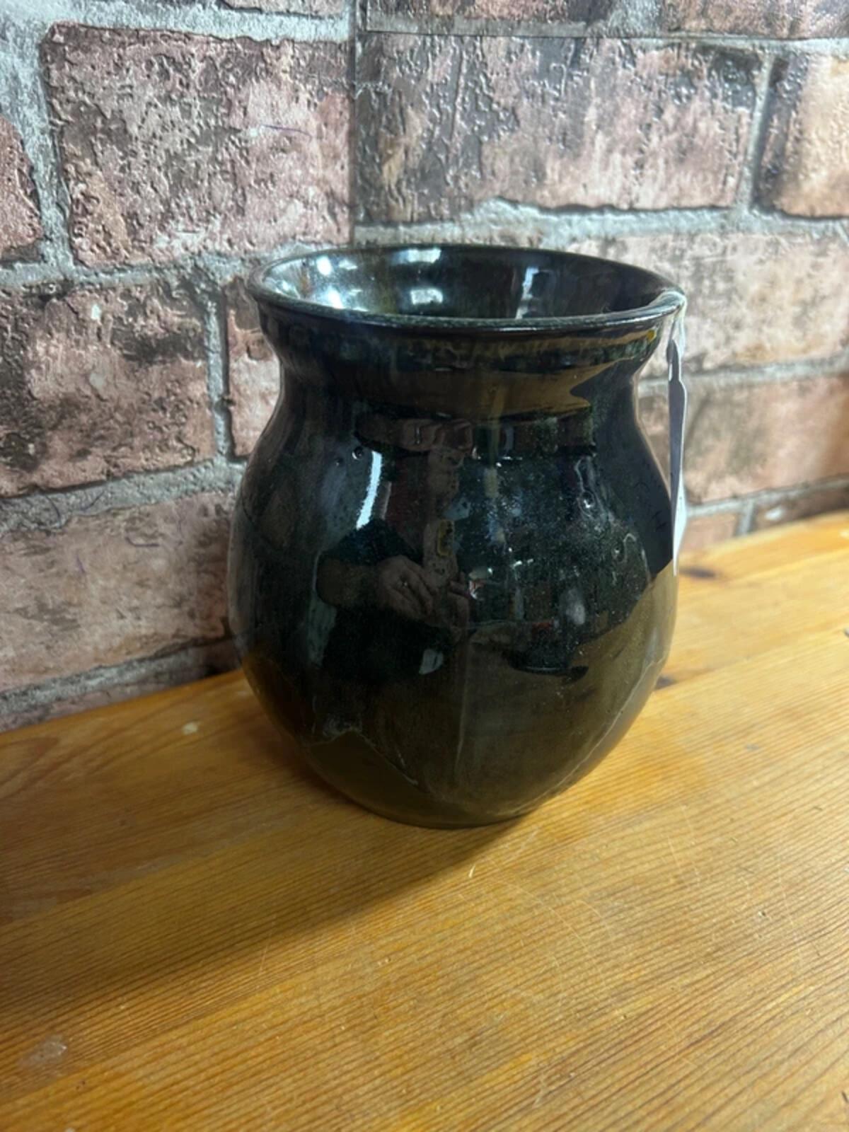 Vintage Green Drip Ceramic Vase