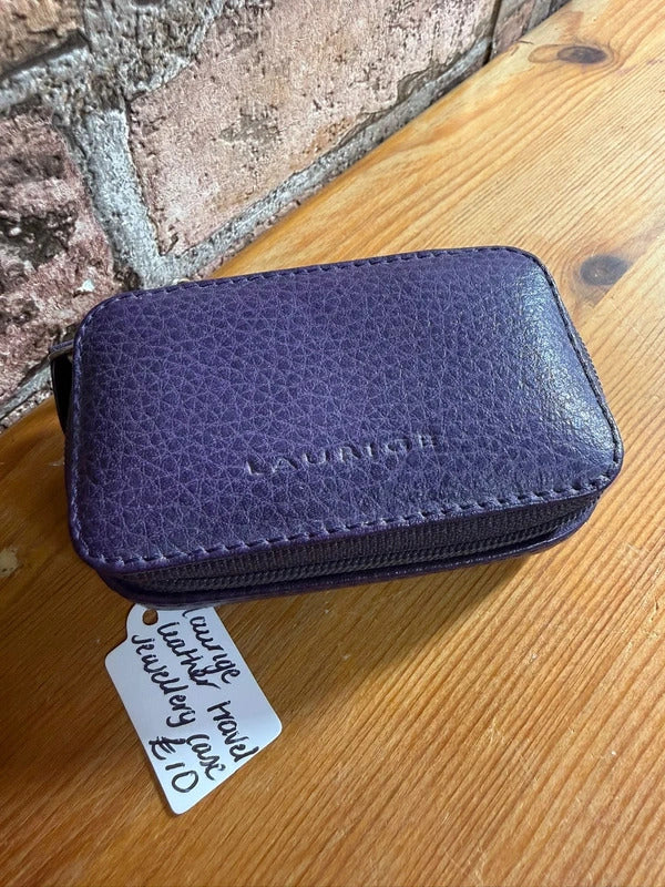 Laurige Purple Leather Travel Jewellery Case