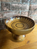 Vintage Wooden Patterned Boho Chic Tall Fruit Bowl