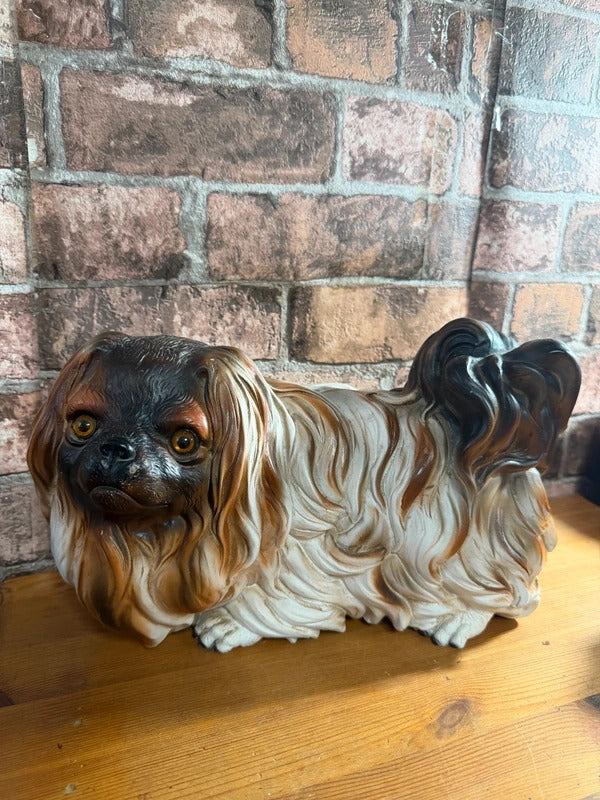 Large Vintage Pekinese Dog Resin Heavy Statue