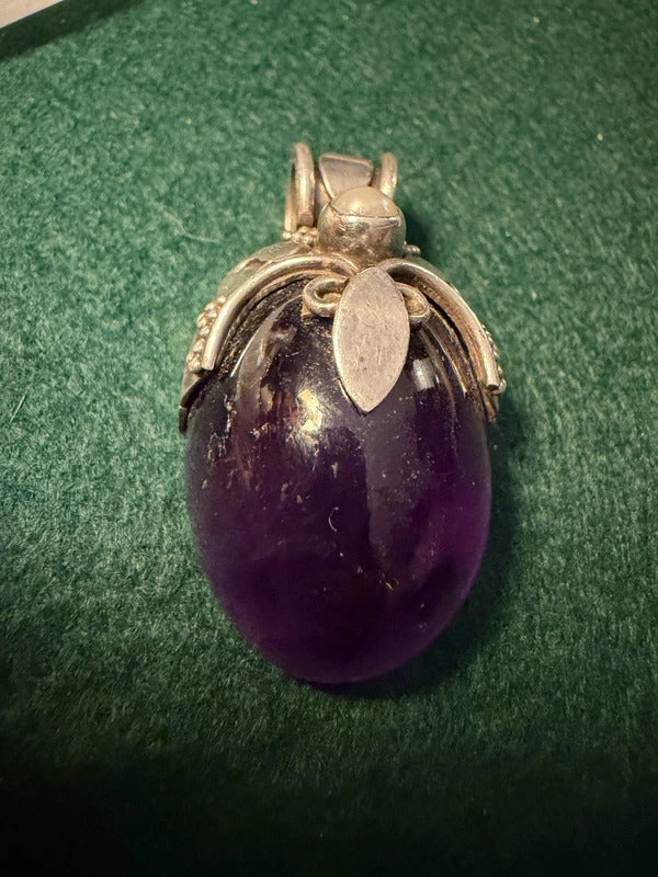Sterling Silver and Amethyst Large Pendant - 33.8g