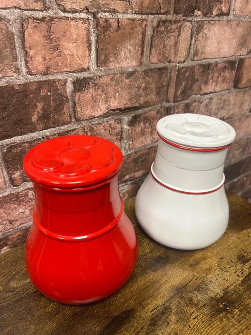 Pair of 1970's Verrerie Du Gier Pop Art Glass Jars
