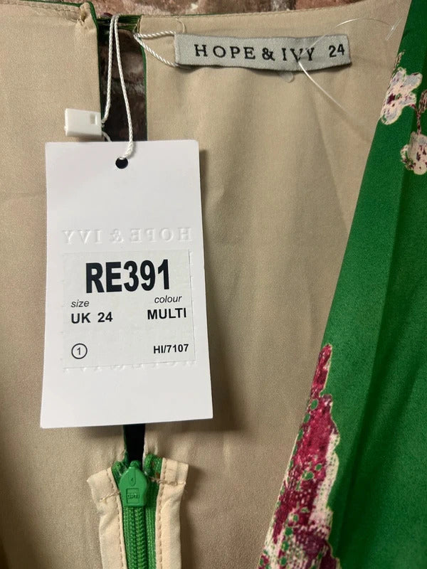 Hope & Ivy Green/Burnt Orange Floral Maxi Dress - Size 24