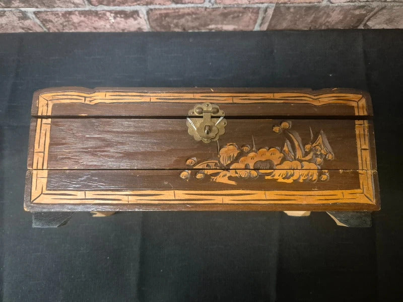 Vintage carved chinese jewellery box