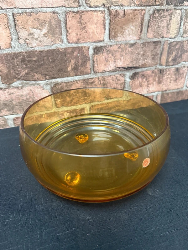 Amber Glass Vintage Czechoslovakian Footed Bowl
