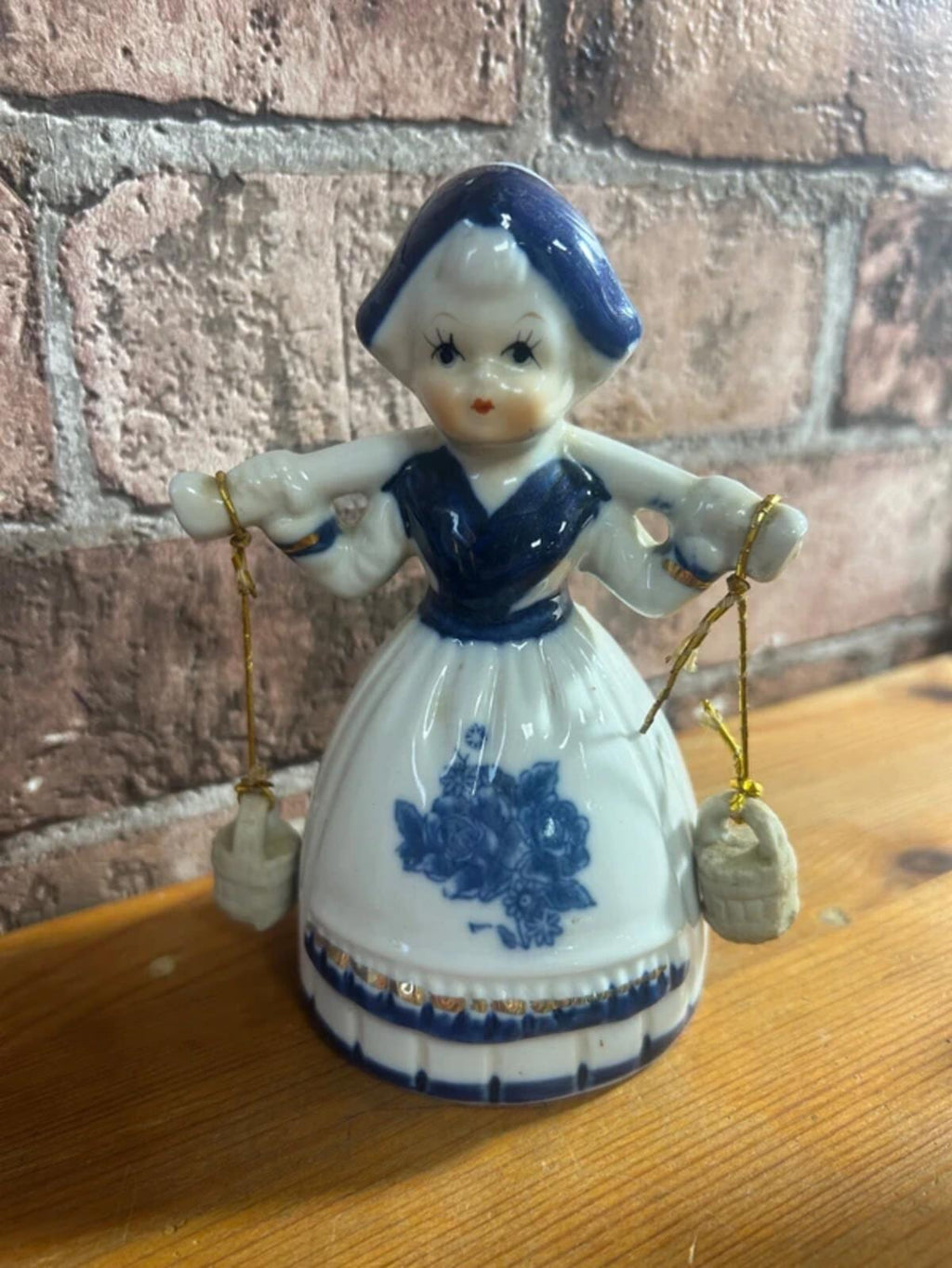 Vintage Porcelain Dutch Milk Maid Ornament