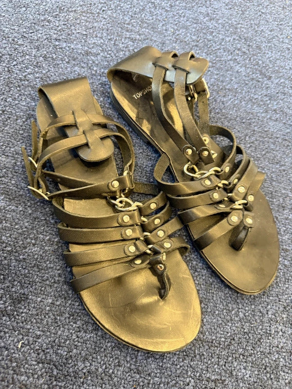 Topshop Black Sandals - Size 4 UK