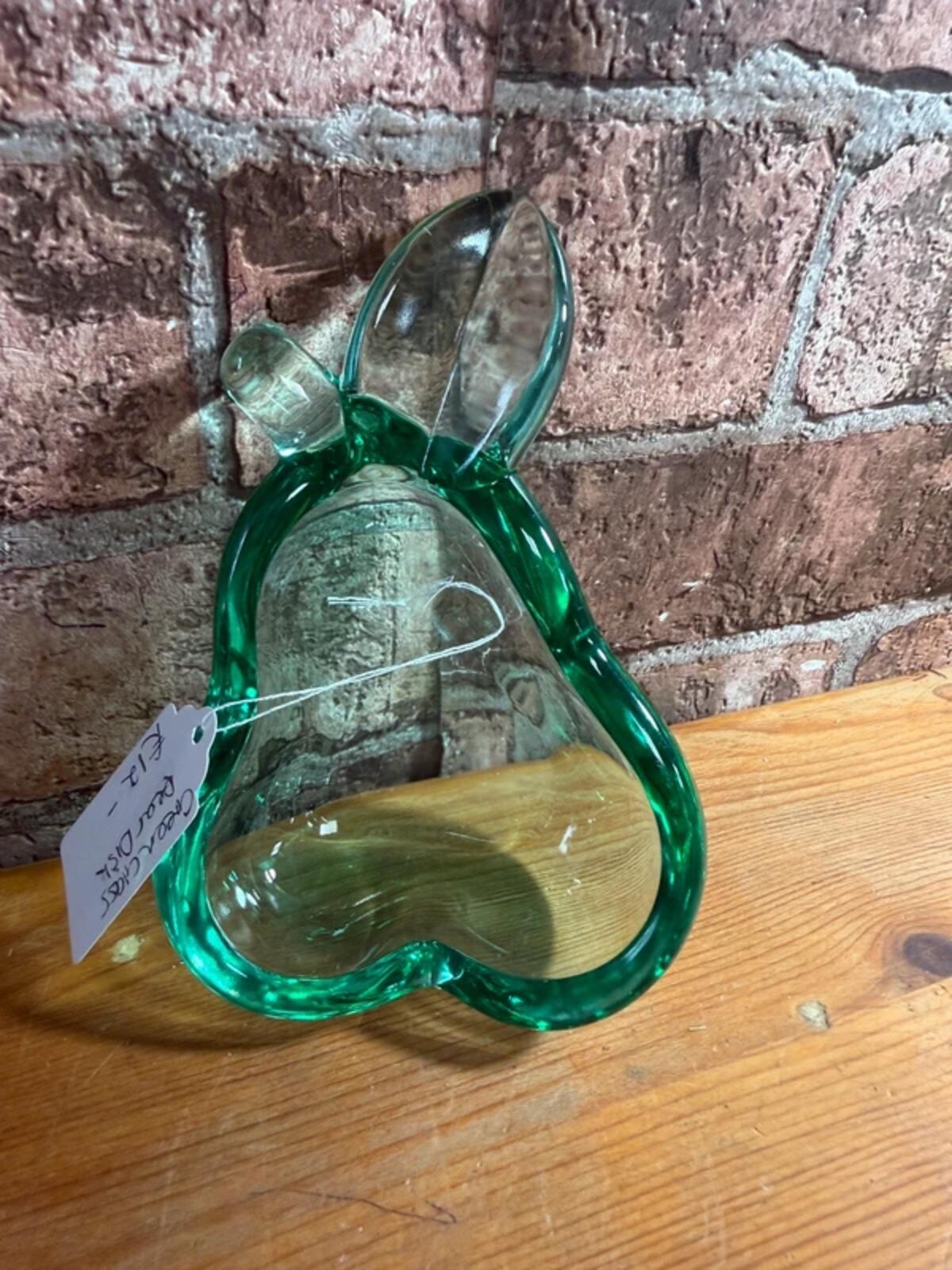 Vintage Green Glass Pear Dish Ornament
