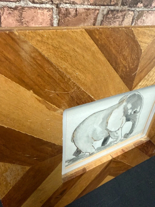 Wooden Framed Elephant Watercolour Painting