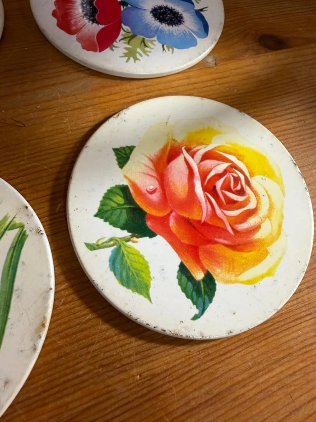 Vintage Floral Coasters x 4