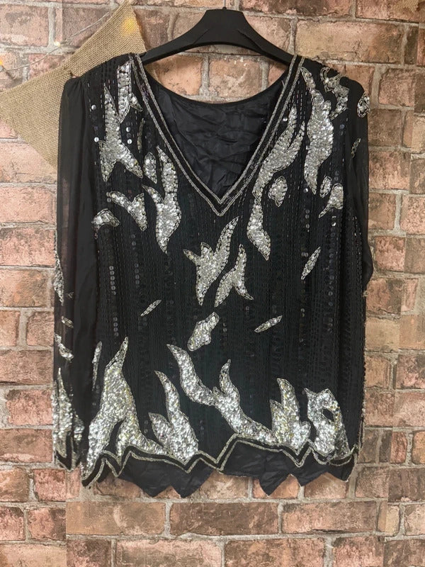 Vintage Beaded/Sequin Top - Size 14