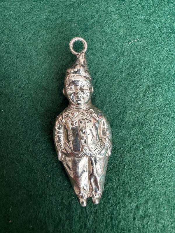 Sterling Silver 1930's Clown Rattle Pendant
