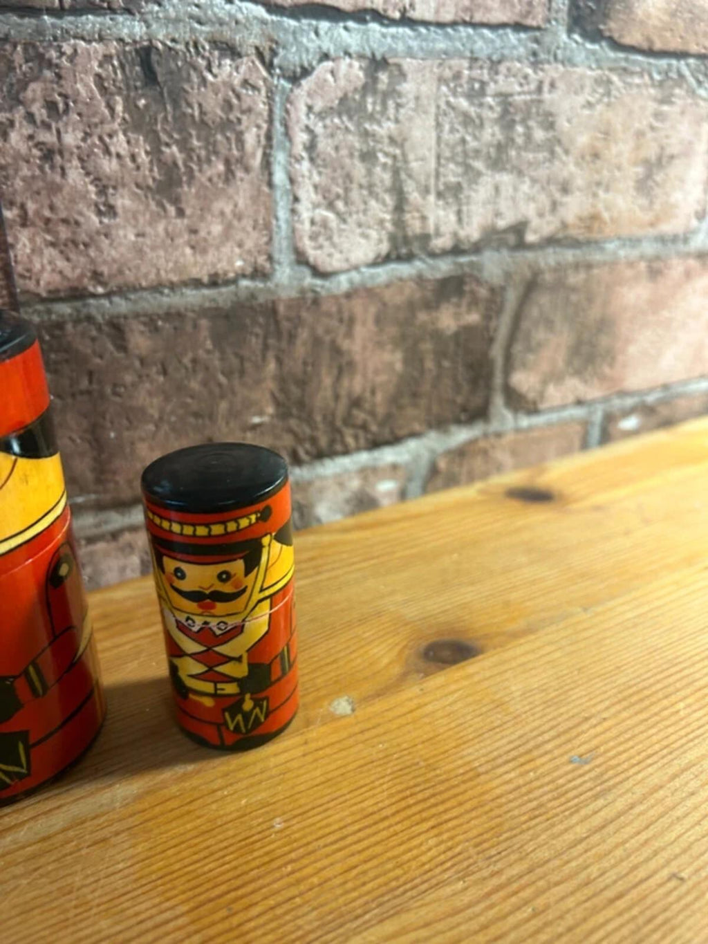Wooden Russian Soldier Nesting Dolls x3