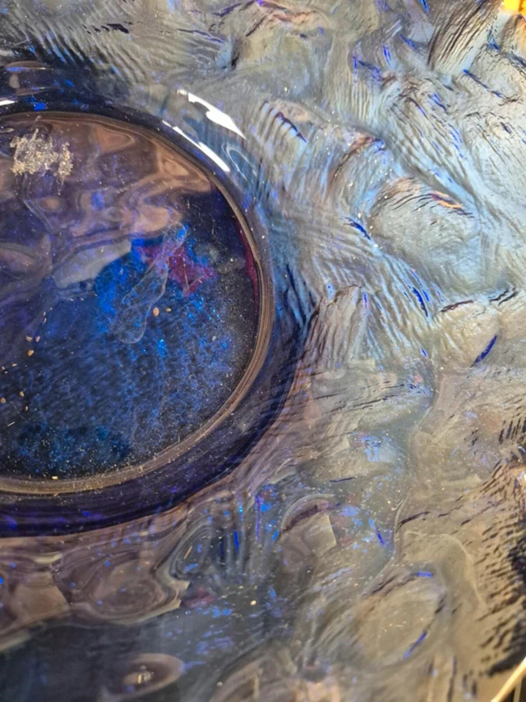 Scandinavian Textured Cobalt Blue Glass Bowl