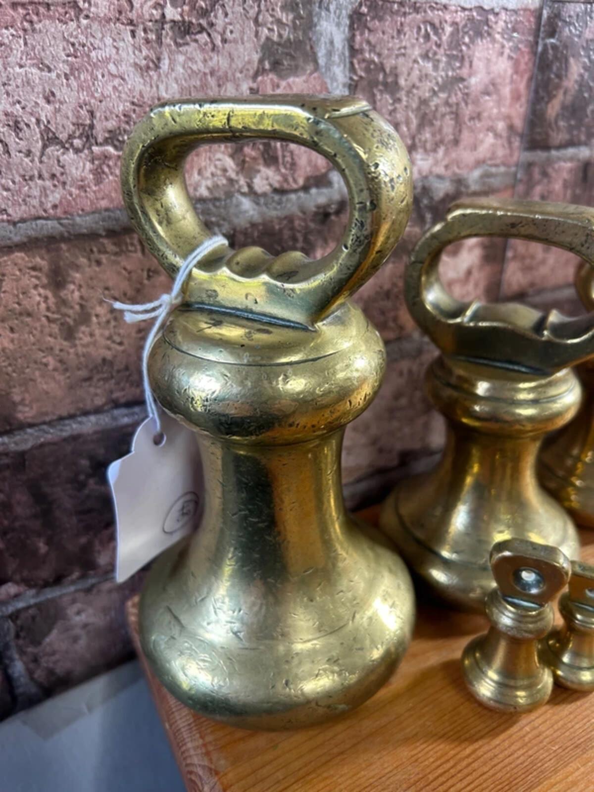 Set of 9 Antique Brass Weights