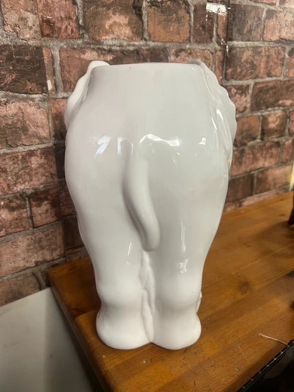 White Ceramic Elephant Planter/Umbrella Stand
