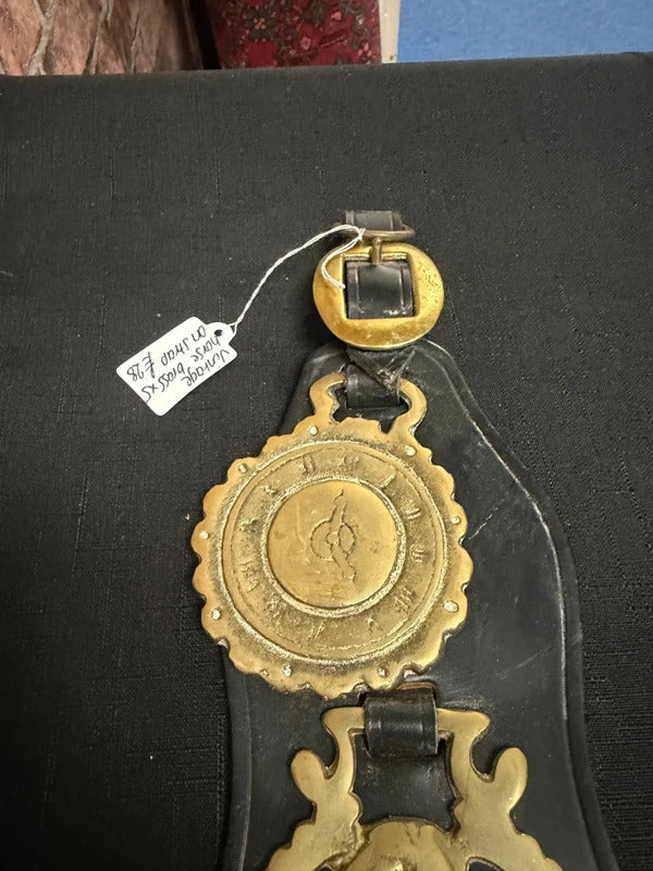 Vintage Horse Brasses on Leather Strap