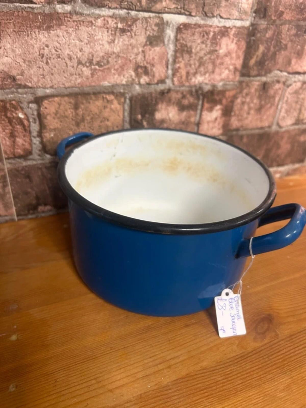 Vintage Enamel Double Handled Saucepan