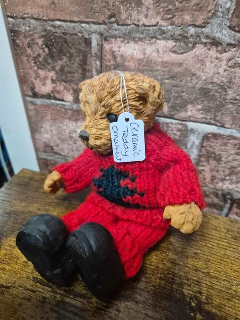 Ceramic and filled teddy bear