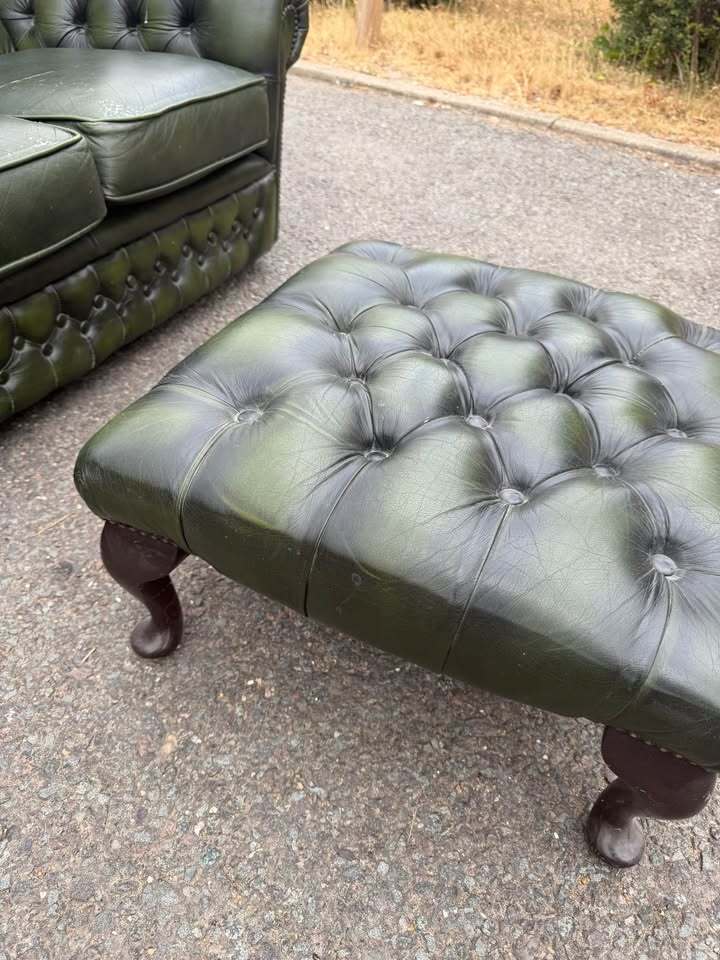 Chesterfield Antique Green Queen Anne Footstool