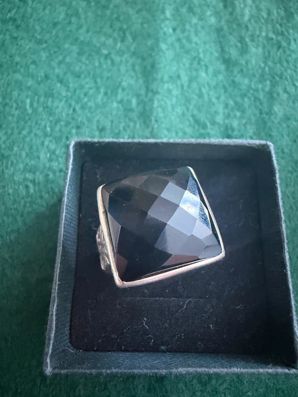 Sterling Silver Black Onyx Ring - Size P - 10g