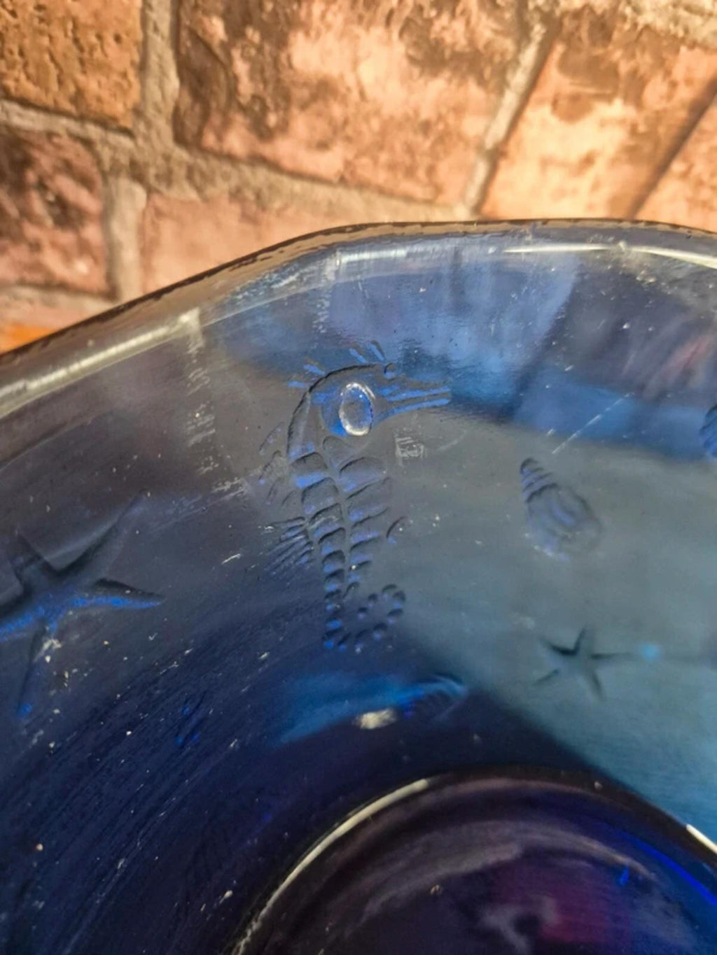 Cobalt blue shells/seahorse bowl