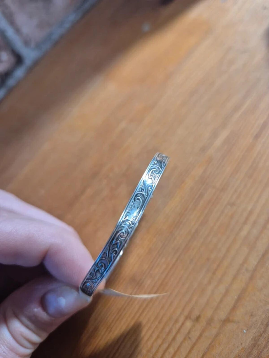 Silver christening bangle