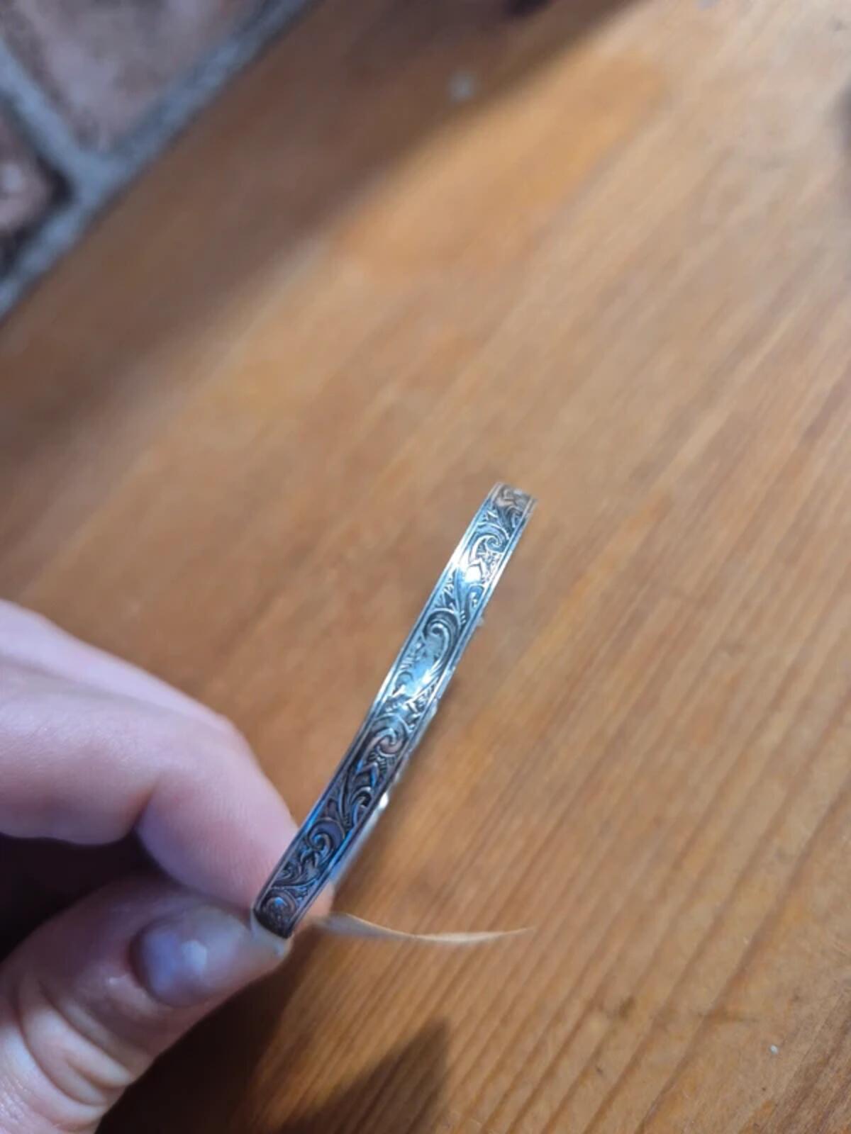 Silver christening bangle