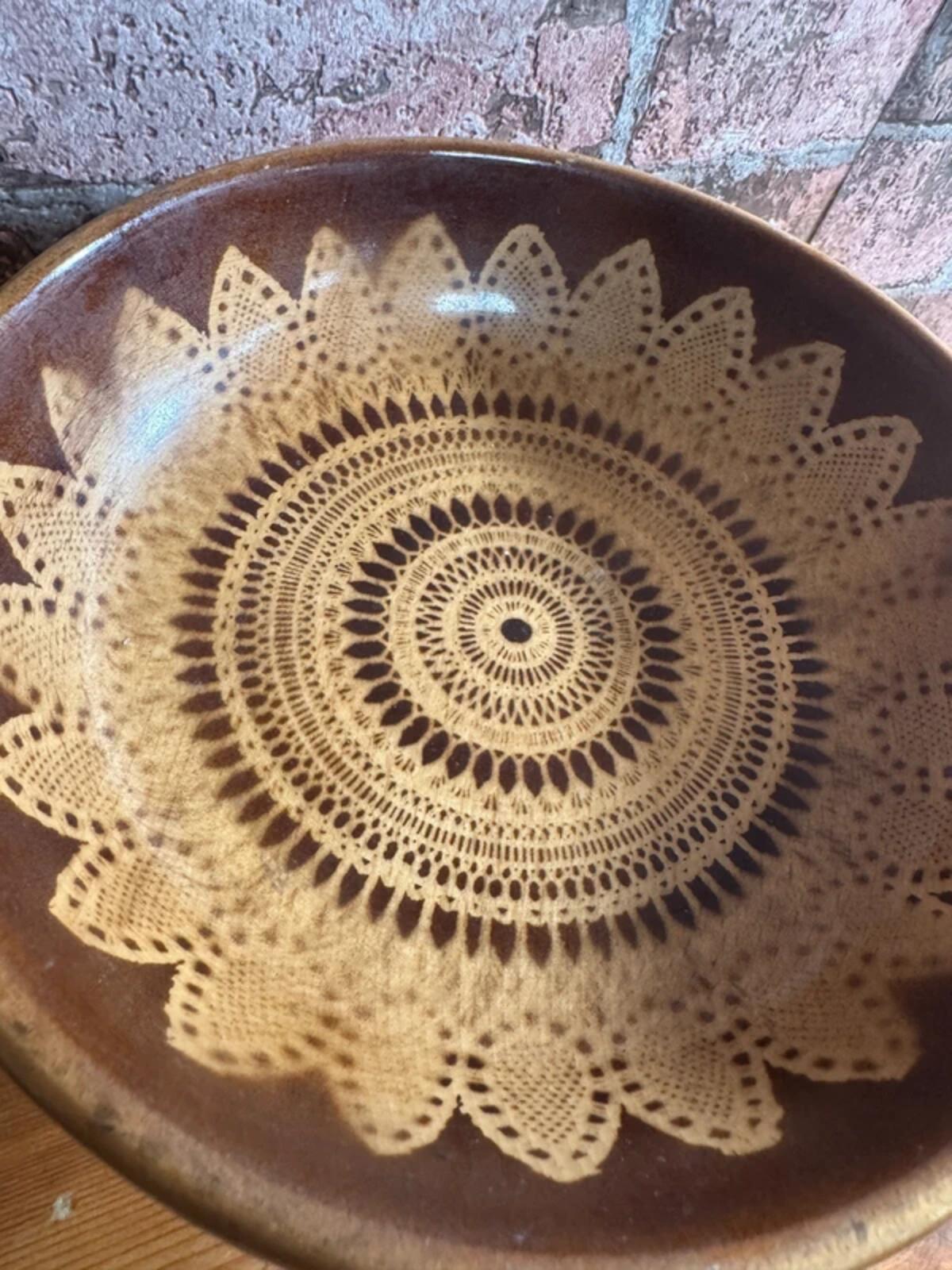 Vintage Wooden Patterned Boho Chic Tall Fruit Bowl