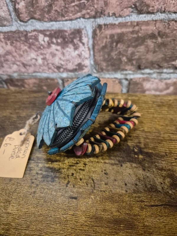 Wooden bead bracelet purse