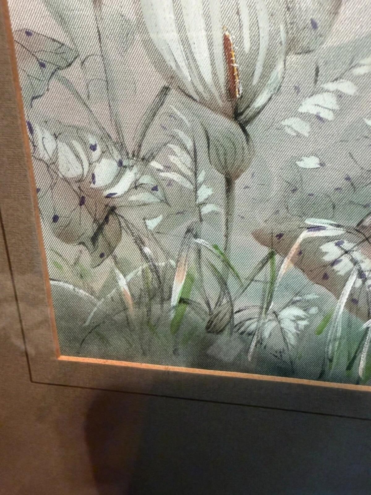 Vintage Framed Folk Fairy Art on Silk