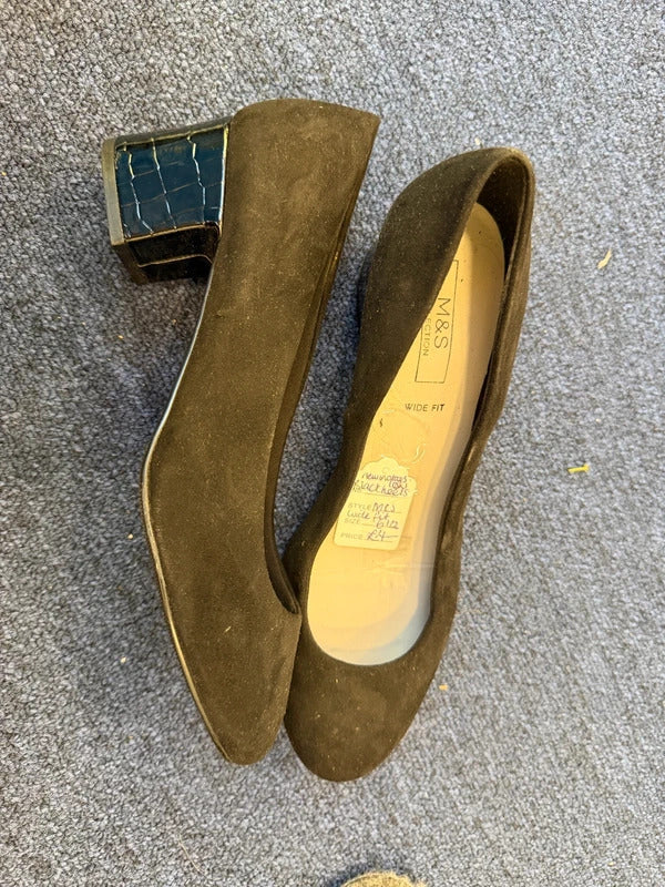 M&S Wide Fit Black Heels - Size 6.5 UK