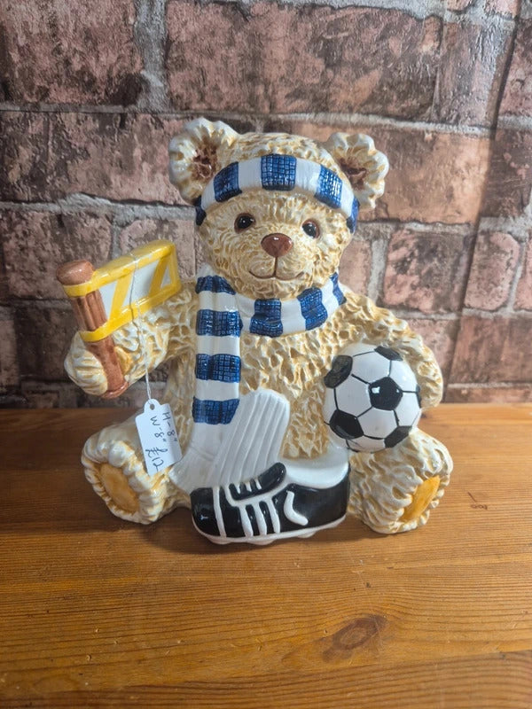 Vintage Leonardo football supporter teddy money box