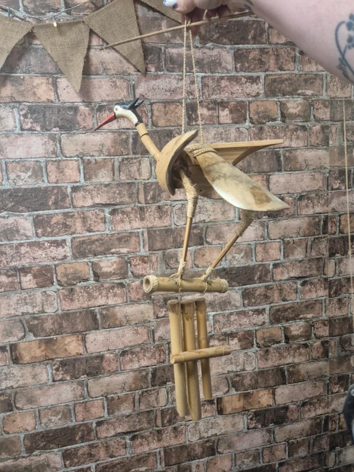 Vintage stork - bamboo wind chime
