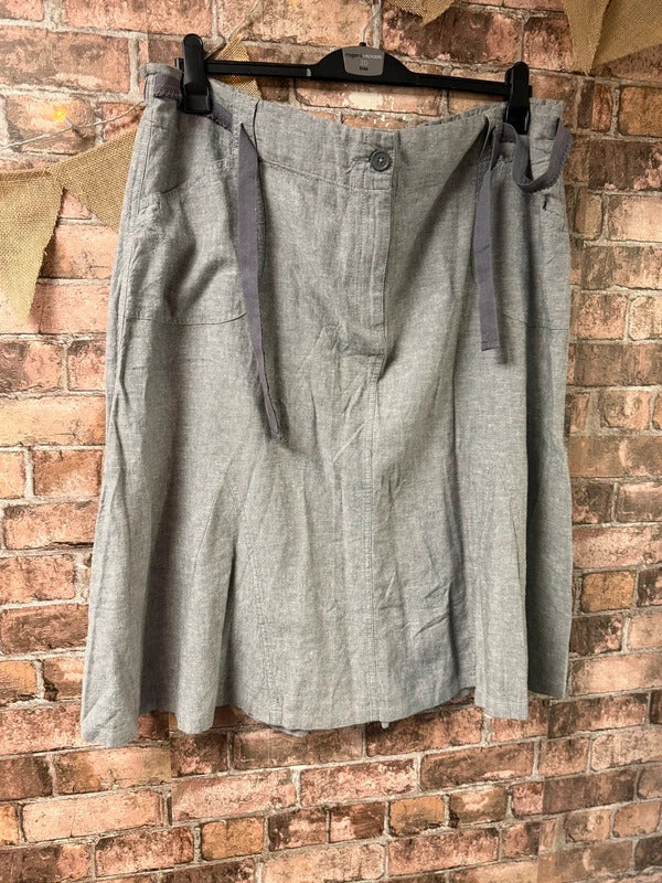Cotton Traders Grey Midi Skirt - Size 26