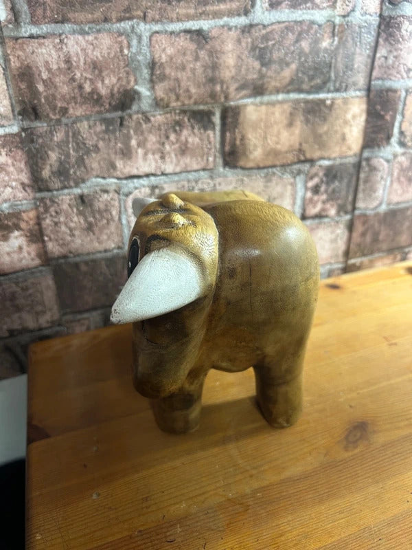 Handmade Solid Wood Cow Figurine
