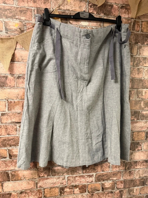 Cotton Traders Grey Midi Skirt - Size 26