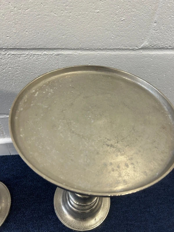 Pair of Metal Silver Side/Pillar Tables