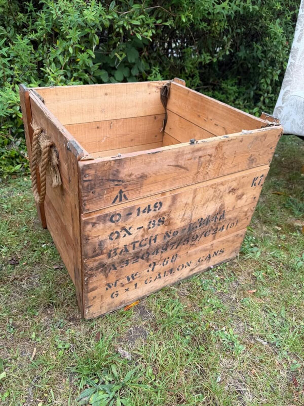 Vintage Reclaimed Pine Box with Rope Handles