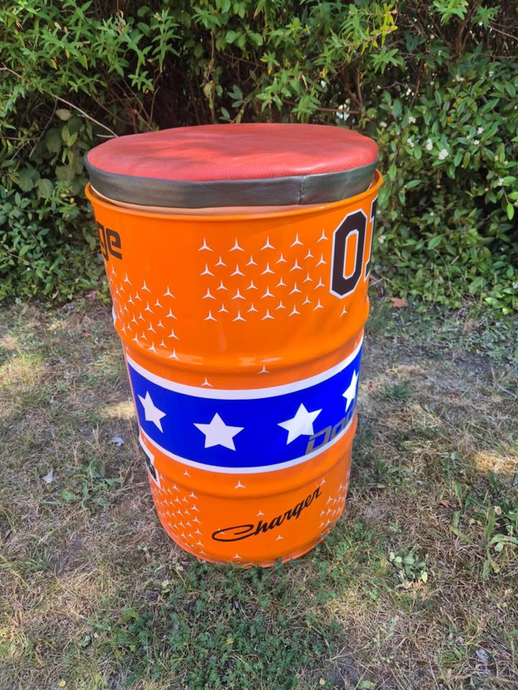 Quirky Dodge Charger Theme Oil Drum Stool
