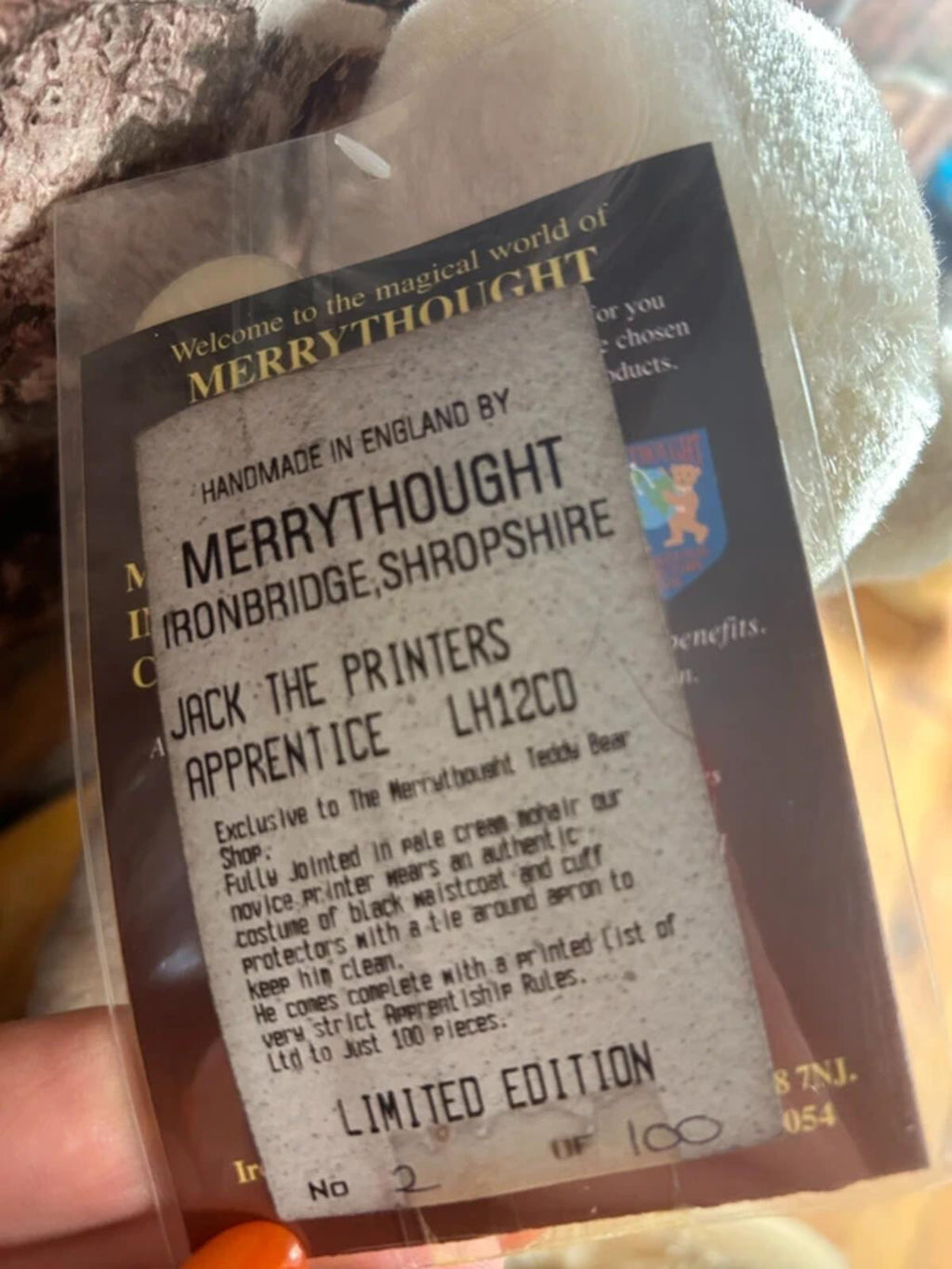 Merrythought Jack The Printers Apprentice Limited Edition Bear