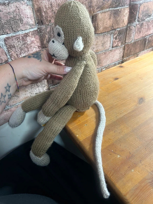 Knitted Monkey with Banana Teddy