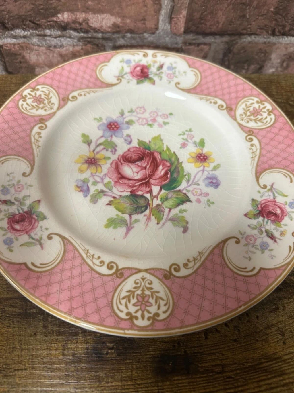 Myott Staffordshire Rose Plates x 3